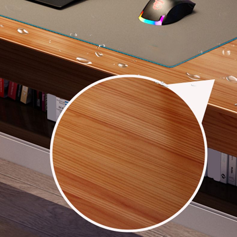 Mesa de oficina de dormitorio rectángulo escritorio de escritura de madera maciza con estantes