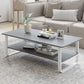 15,7 "H Moderne Rechteck Holz Couchtisch Stahlschlitten Cocktail -Tisch mit Regal