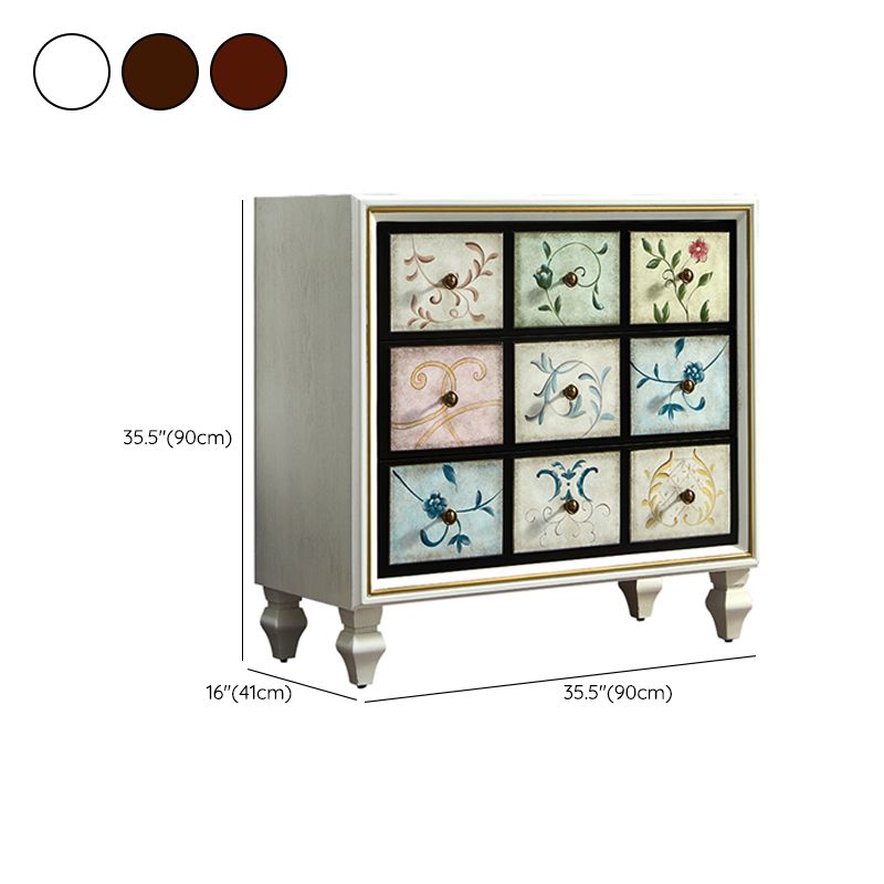 Coffre de rangement en bois traditionnel américain, coffre de maison avec tiroirs