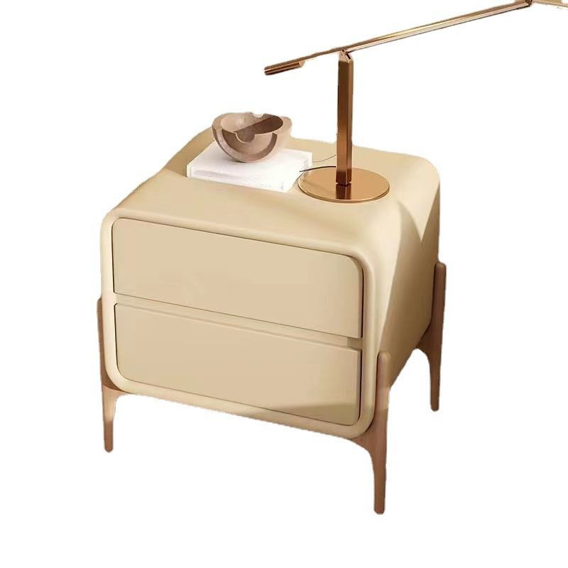 Mobile da comodino in pelle per tavolo da notte contemporaneo con 2 cassetti