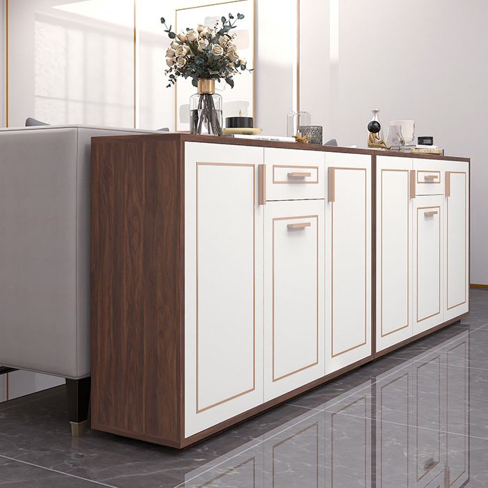 Pinie en bois d'ingénierie blanche étagère réglable moderne crédenza avec tiroir