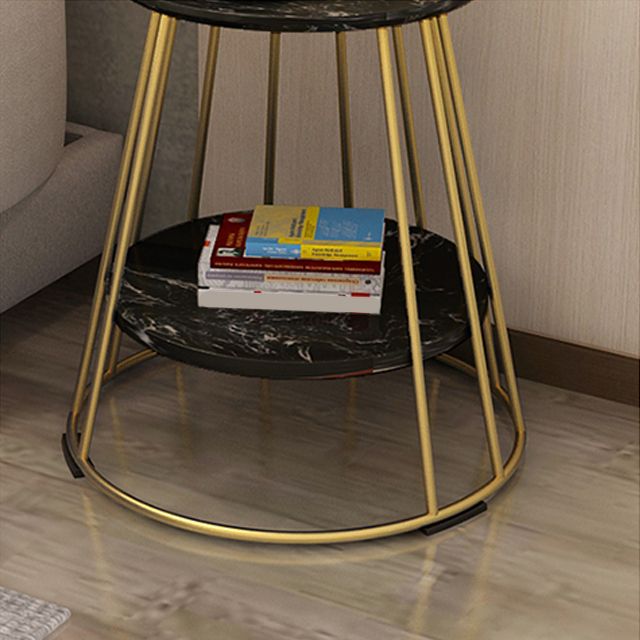 Nightand de table à accent en marbre faux contemporain 24,4 "haut de nuit de lit avec 2 étagères