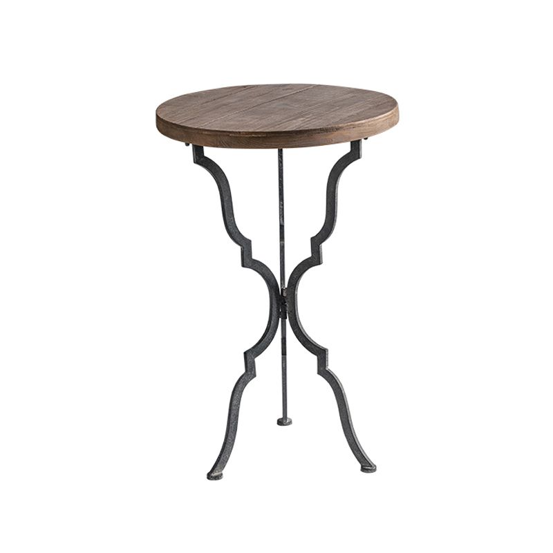 Tavolino in legno in legno di campagna francese tavolo da base di ferro in difficoltà