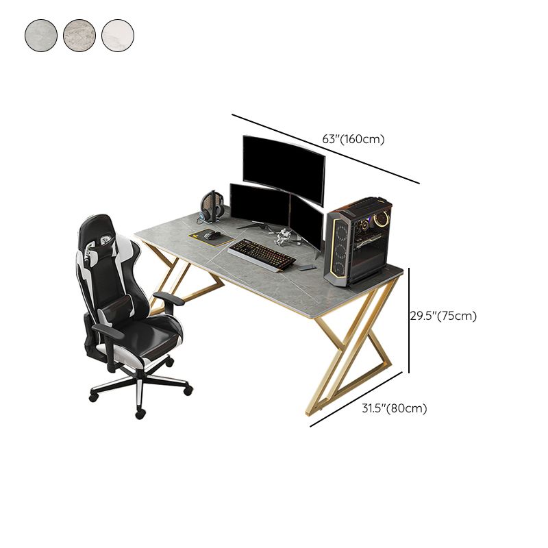 Contemporary Computer Desk Rectangular Gold Secretary Desk with Metal Legs Clearhalo 'furn' 'furn_office_desk' 'Furniture' 'Office Desks' 'Office Furniture' 'office_desk' 1200x1200_84430268-37c9-4bd6-a72c-8a03e727f73d