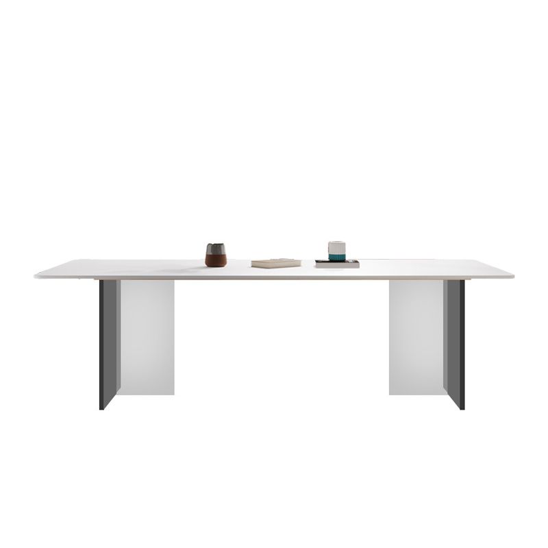 Mesa de comedor moderna con mesa de comedor rectangular de piedra blanca para cocina