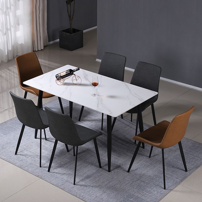 Rectangle Sintered Stone Two-Color Dining Table Modern 4 Legs Table for Dining Room Clearhalo ' dining_table' 'Dining Tables & Seating' 'Dining Tables' 'furn' 'furn_dining_table' 'Furniture' 'furniture_dining_table' 'Kitchen & Dining Furniture' 'kitchen&dining_furn' 'kitchen' 'kitchen_dining_table' 1200x1200_8443c4fb-e6ba-4194-8b88-629b2b327e05