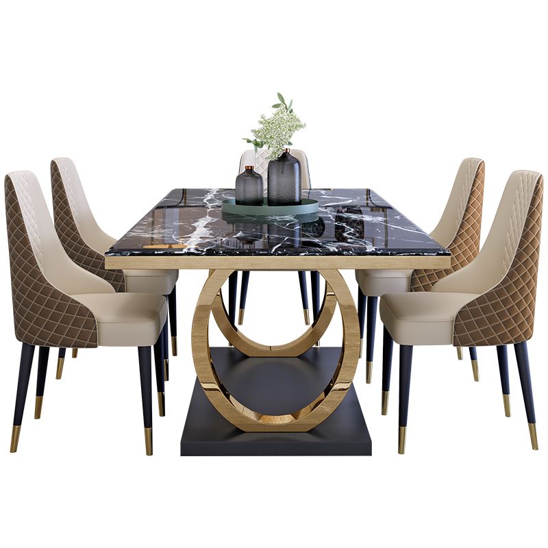Modern 1/4/5/6/7 Pieces Black Dining Table Set with Marble Top Rectangle Dinette Set Clearhalo 'Dining Room Sets' 'Dining Tables & Seating' 'dining_room_set' 'furn' 'furn_dining_room_set' 'Furniture' 'furniture_dining_room_set' 'Kitchen & Dining Furniture' 'kitchen&dining_furn' 'kitchen' 1200x1200_84443fc6-6ef7-4989-bd8b-bff698ce6a82