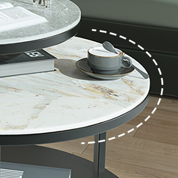 Contemporary Coffee Table Round Stone Top Extendable Coffee Cocktail Table Clearhalo 'Coffee & Accent Tables' 'Coffee Tables' 'coffee_tables' 'furn' 'furn_coffee_tables' 'Furniture' 'Living Room Furniture' 1200x1200_8444e041-1b39-4bb3-a521-f0793bb741f6