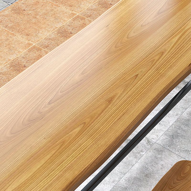 Pine Wood Bar Dining Table Rectangle Industrial Bar Table with Black Trestle Base Clearhalo 'Bar Furniture' 'Bar Tables' 'bar_tables' 'furn' 'furn_bar_tables' 'Furniture' 'furniture_bar_tables' 'Kitchen & Dining Furniture' 1200x1200_8448af1c-e44d-43e2-b2f9-af29b4de6a23