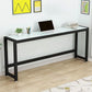 Glass Top Rectangular Writing Desk Modern 29.14 Inch Tall Office Desk