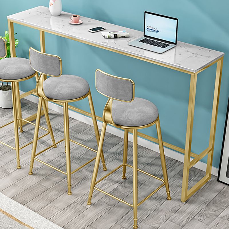 Stone Top Bar Table Traditional Luxury Rectangle Bar Table with Gold Trestle Base Clearhalo 'Bar Furniture' 'Bar Tables' 'bar_tables' 'furn' 'furn_bar_tables' 'Furniture' 'furniture_bar_tables' 'Kitchen & Dining Furniture' 1200x1200_84491886-2484-4180-906e-9114aa6a4420