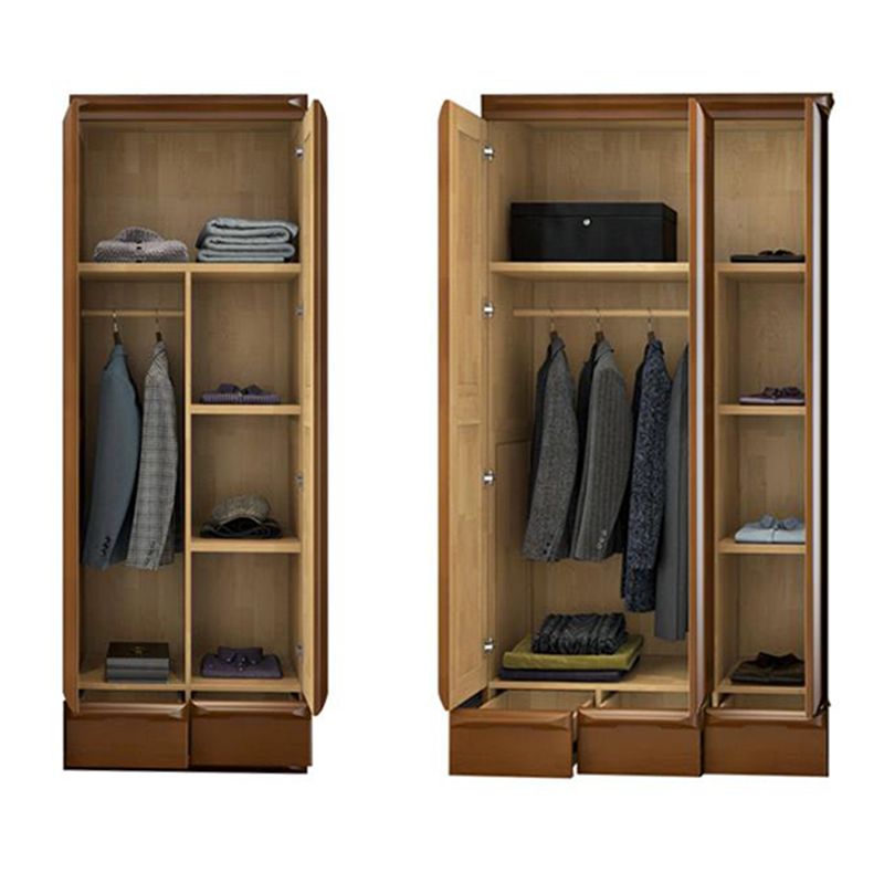 Rubberwood Wardrobe Cabinet With Drawer Traditional Wardrobe Closet Clearhalo 'Armoires & Wardrobes' 'armoires_wardrobes' 'Bedroom Furniture' 'furn' 'furn_armoires_wardrobes' 'Furniture' 1200x1200_8449670e-3435-443c-9ee7-310df8577899