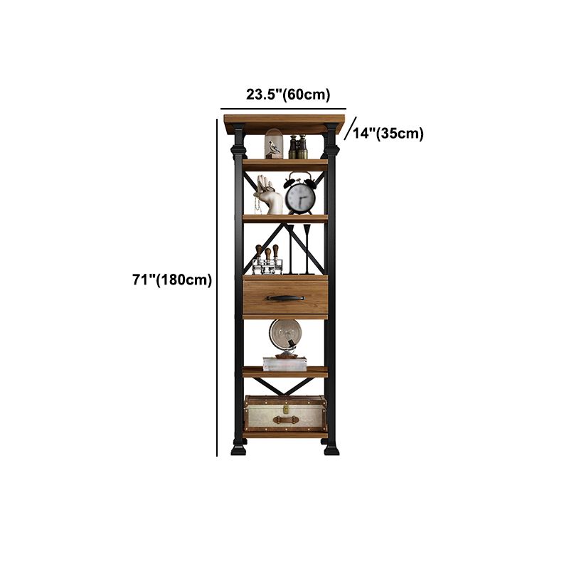 Industrial Style Bookshelf Open Shelf Bookcase with Drawer Storage Clearhalo 'Bookcases' 'furn' 'furn_bookcases' 'Furniture' 'furniture_bookcases' 'kitchen' 'kitchen_bookcases' 'Living Room Furniture' 'Office Furniture' 1200x1200_844a00bb-4e10-4806-a8b8-31b4d697c790