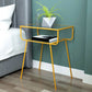 Modern Metal Nightstand 24'' Tall Open Storage Glass Top Night Table with Legs