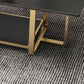 Glam 17.7" H Frame Cocktail Table Rectangular Slate Coffee Table with Floor Shelf
