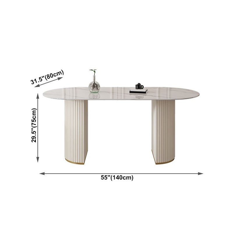 Sintered Stone White Table for Restaurant Modern Dining Table with Double Pedestal Base Clearhalo ' dining_table' 'Dining Tables & Seating' 'Dining Tables' 'furn' 'furn_dining_table' 'Furniture' 'furniture_dining_table' 'Kitchen & Dining Furniture' 'kitchen&dining_furn' 'kitchen' 'kitchen_dining_table' 1200x1200_844f3b80-4115-4dc1-9f3d-26b273a0dd14