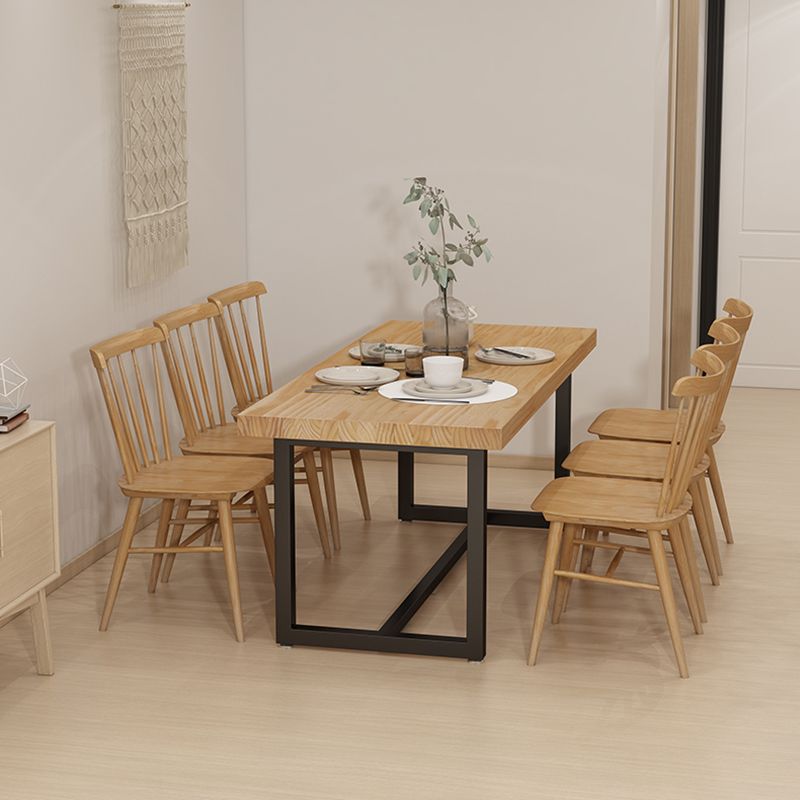 Modern Style Solid Wood Dining Set with Rectangle Shape Table and Trestle Base for Home Use Clearhalo 'Dining Room Sets' 'Dining Tables & Seating' 'dining_room_set' 'Furniture' 'furniture_dining_room_set' 'Kitchen & Dining Furniture' 'kitchen&dining_furn' 'kitchen' 1200x1200_844ff8fb-47ee-449b-9334-228020be2f99