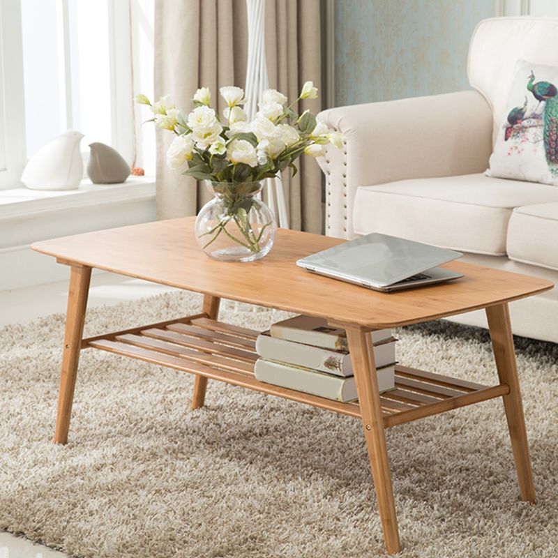 4 Legs Coffee Table Modern Wood Oval Cocktail Table with Shelf Clearhalo 'Coffee & Accent Tables' 'Coffee Tables' 'coffee_tables' 'furn' 'furn_coffee_tables' 'Furniture' 'Living Room Furniture' 1200x1200_84504559-fc12-4a34-b186-4fe8fb788d9e