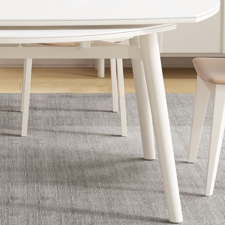 White Drop-Leaf Dining Table Round Sintered Stone Dinner Table for Dining Room Clearhalo 'Dining Tables & Seating' 'Dining Tables' 'dining_table' 'furn' 'furn_dining_table' 'Furniture' 'Kitchen & Dining Furniture' 1200x1200_84524004-a813-47cf-898d-47d35e4b7184