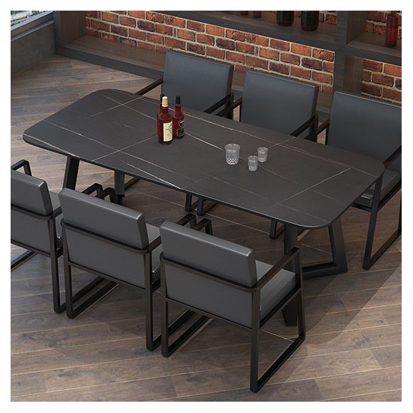 Industrial Rectangle Dining Table Sintered Stone Table with Double Pedestal Clearhalo ' dining_table' 'Dining Tables & Seating' 'Dining Tables' 'furn' 'furn_dining_table' 'Furniture' 'furniture_dining_table' 'Kitchen & Dining Furniture' 'kitchen&dining_furn' 'kitchen' 'kitchen_dining_table' 1200x1200_845306c0-d1ae-40f6-a11a-b357dfa35e86