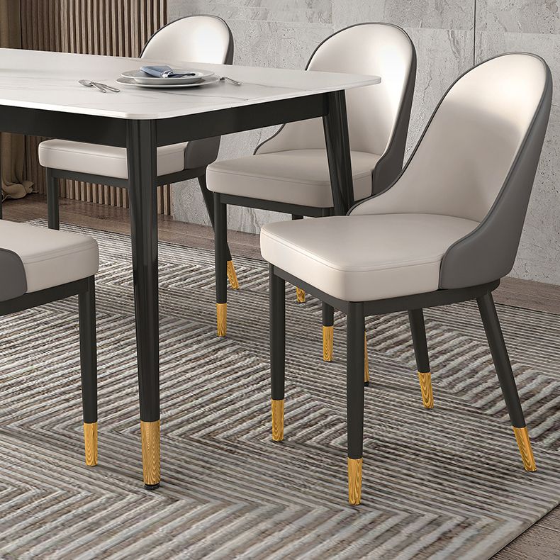 Traditional Luxury Rectangle Dining Table Sintered Stone Table with 4 Legs for Dining Room Clearhalo ' dining_table' 'Dining Tables & Seating' 'Dining Tables' 'Furniture' 'furniture_dining_table' 'Kitchen & Dining Furniture' 'kitchen&dining_furn' 'kitchen' 'kitchen_dining_table' 1200x1200_84560e4e-810d-4939-b9ac-6aa1e59757ec