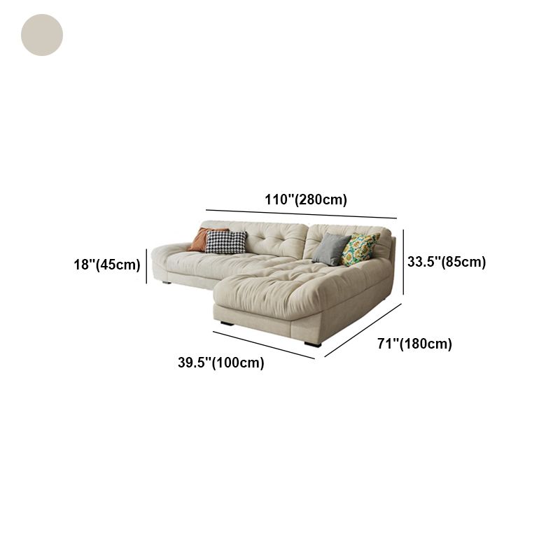 Cream-white Sectional down Padded Tufted Back Tech/flannelette Sofa