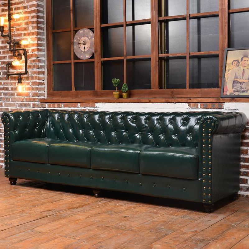 Vintage Leather Chesterfield Sofa 29.53"High Rolled Arm Sofa for Cafe Clearhalo 'furn' 'furn_sofas' 'Furniture' 'furniture_sofas' 'kitchen' 'kitchen_sofas' 'Living Room Furniture' 'Sofa' 'sofas' 1200x1200_84563923-6040-47c3-8bbf-868957736d7c