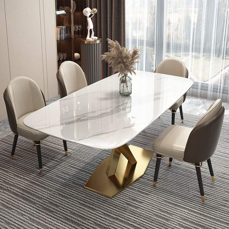Rectangle Traditional Luxury Dining Table White Sintered Stone Table with Metal Pedestal Base Clearhalo ' dining_table' 'Dining Tables & Seating' 'Dining Tables' 'furn' 'furn_dining_table' 'Furniture' 'furniture_dining_table' 'Kitchen & Dining Furniture' 'kitchen&dining_furn' 'kitchen' 'kitchen_dining_table' 1200x1200_8456809e-b8af-4a4c-b7e3-4b6d0ba1f005