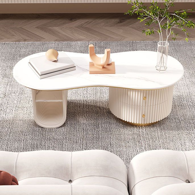 Modern Geometric Coffee Table with Drawer Stone Top Cocktail Table Clearhalo 'Coffee & Accent Tables' 'Coffee Tables' 'coffee_tables' 'furn' 'furn_coffee_tables' 'Furniture' 'Living Room Furniture' 1200x1200_8459b4f9-761c-4bd9-8c07-fddd8f0d0ff0