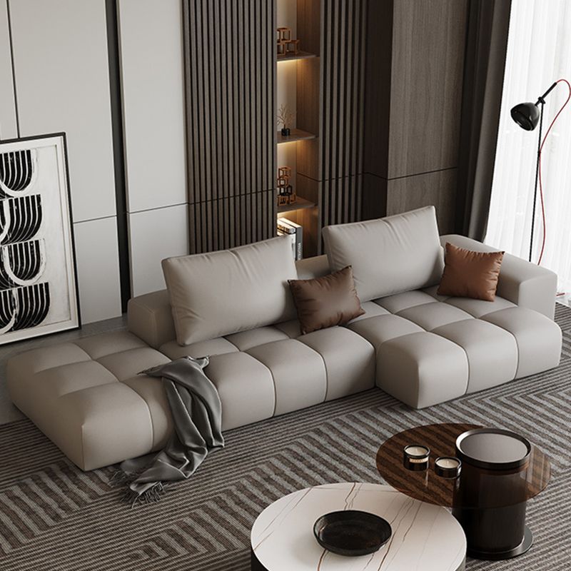 American Traditional Faux Leather Cushions Sofa 37.4"High Square Arm Sofa,White Clearhalo 'furn' 'furn_sectionals' 'Furniture' 'furniture_sectionals' 'kitchen' 'kitchen_sectionals' 'Living Room Furniture' 'Sectionals' 1200x1200_845ab097-af60-428b-b602-b9dc2948eb1d