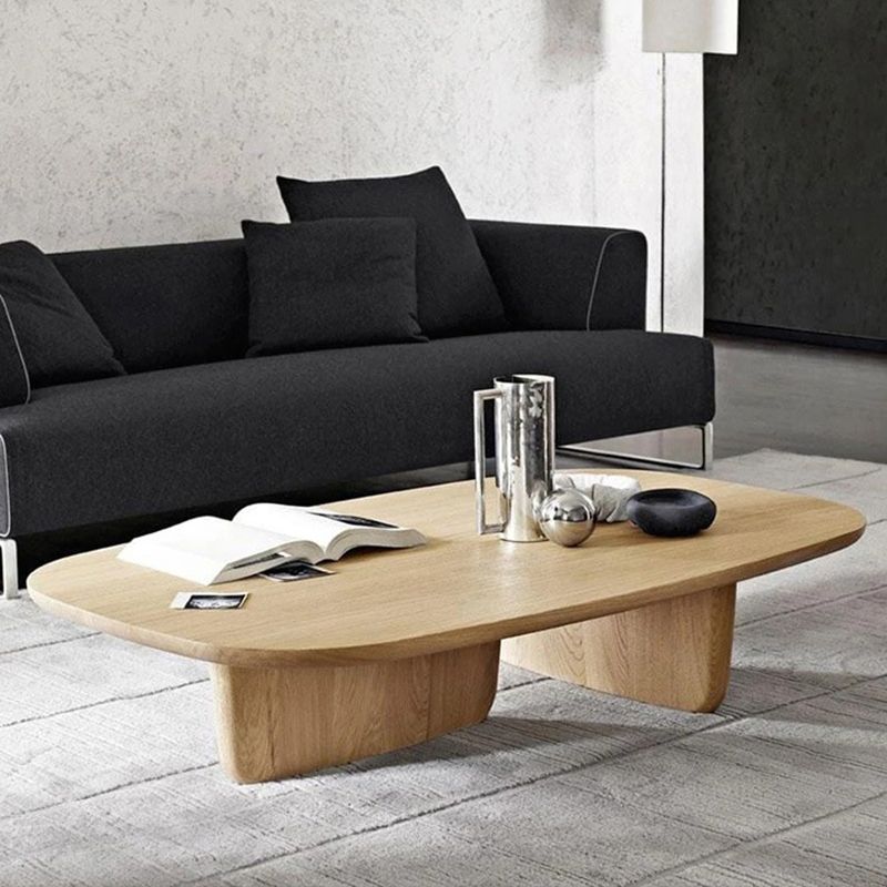 Mesa de centro de madera maciza Mesa de centro o auxiliar abstracta, rectangular