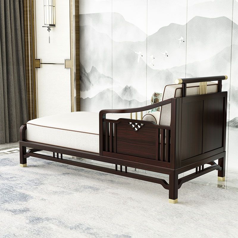 Traditional Style Cotton Chaise Lounge Bedroom Recessed Arms Chaise