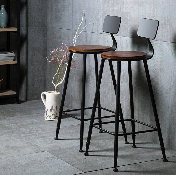 Industrial Style Backrest Counter Stool Iron Cafe Bar Stool with Seat and Pedal Clearhalo 'Bar Furniture' 'Bar Stools' 'bar_stools' 'furn' 'furn_bar_stools' 'Furniture' 'Kitchen & Dining Furniture' 1200x1200_845de348-56d2-4a41-a160-5c9e05d8937f