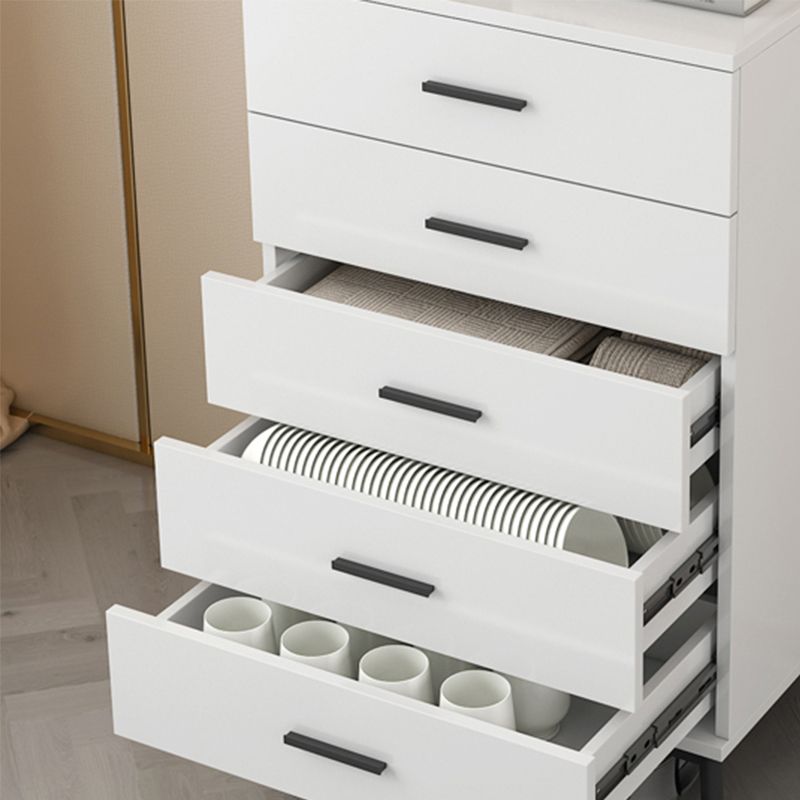 Wooden White  Accent Cabinet Modern Chest with 5 Drawers Modern
