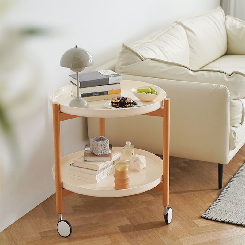 Dia 22.2" Round Side Table Modern Tray Top End Table with Casters Clearhalo 'Coffee & Accent Tables' 'End & Side Tables' 'end_side_tables' 'furn' 'furn_end_side_tables' 'Furniture' 'Living Room Furniture' 1200x1200_8460150c-80d2-4824-aeae-638f8d978f51