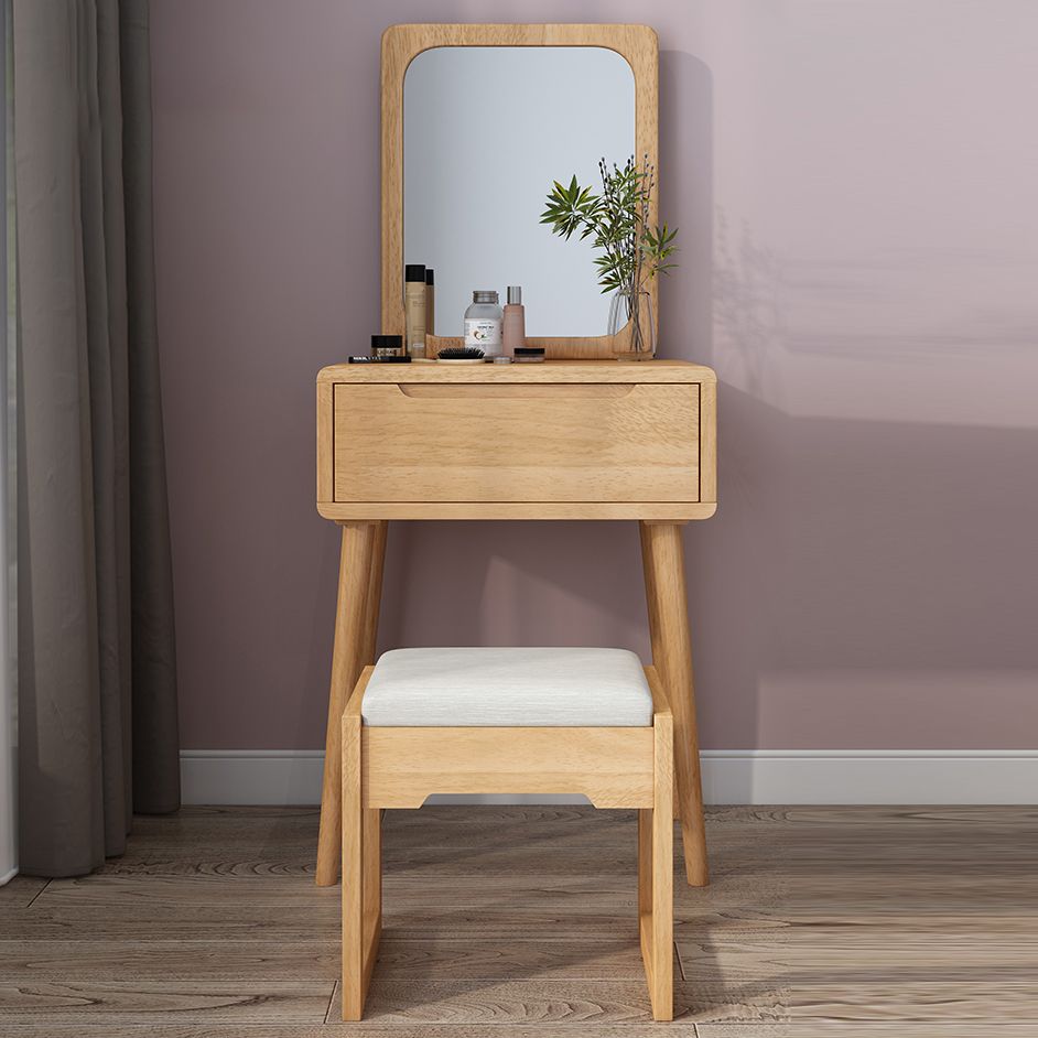 Table de bureau de vanité de maquillage scandinave en blanc et brun pour la chambre