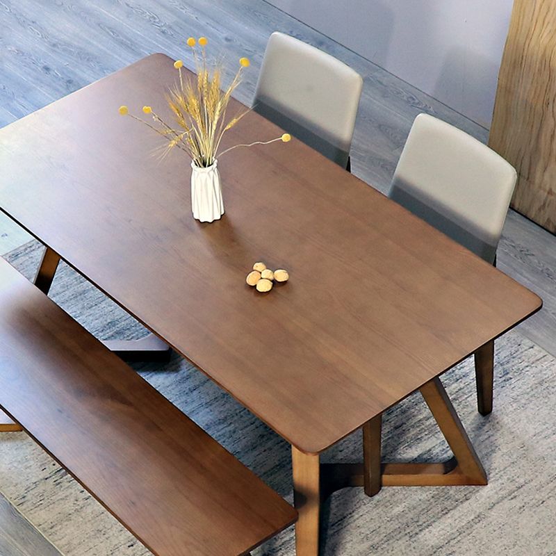 Modern Solid Wood Brown Dining Table Rectangle Shape Dining Table with Double Pedestal Bases Clearhalo ' dining_table' 'Dining Tables & Seating' 'Dining Tables' 'furn' 'furn_dining_table' 'Furniture' 'furniture_dining_table' 'Kitchen & Dining Furniture' 'kitchen&dining_furn' 'kitchen' 'kitchen_dining_table' 1200x1200_84621b82-64eb-4f0c-b809-0ca933978f5f