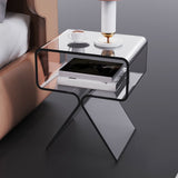 Plastic Abstract End Table Rectangular Corner Table with Storage