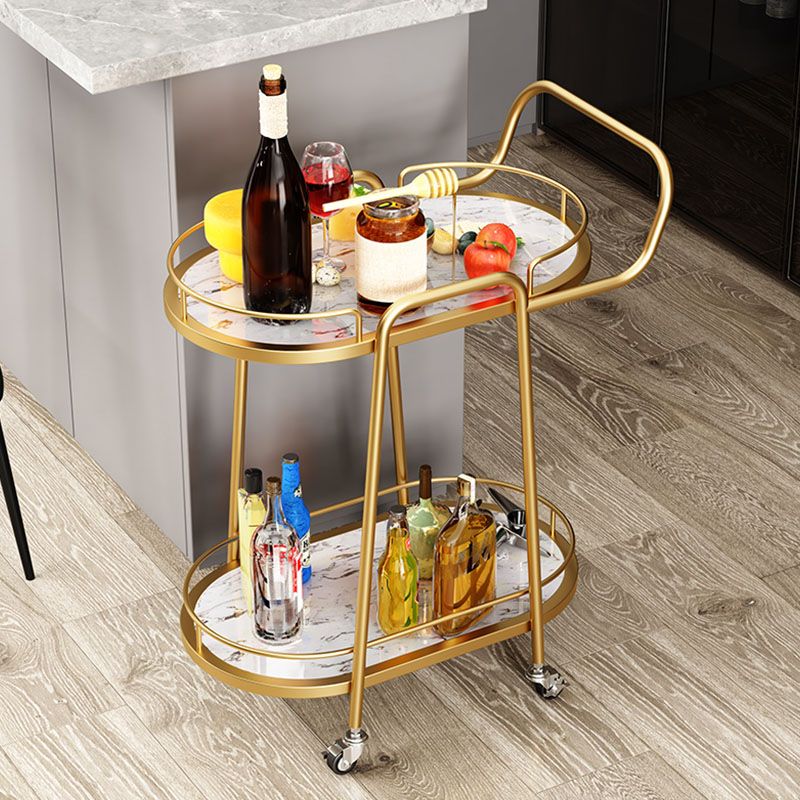 Tavolo da preparazione sala da pranzo in gambe oro carrello da cucina con ruote