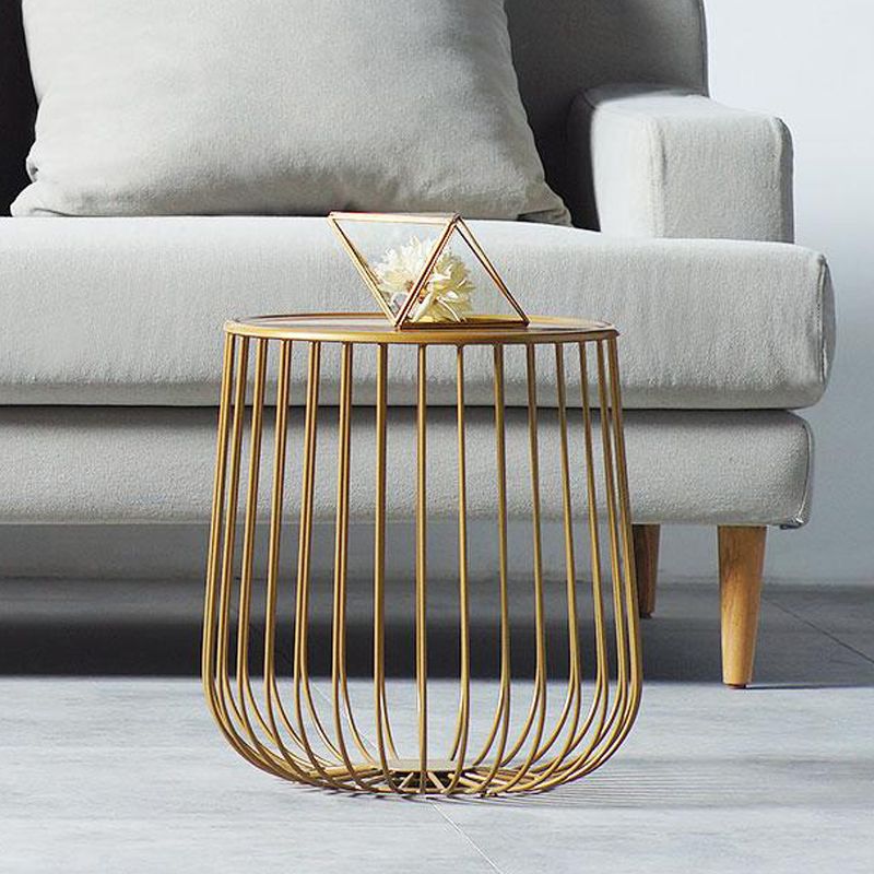 Mid-century Round Iron Coffee Table Frame Cocktail Table with Storage Clearhalo 'Coffee & Accent Tables' 'Coffee Tables' 'coffee_tables' 'furn' 'furn_coffee_tables' 'Furniture' 'Living Room Furniture' 1200x1200_84641ec6-318b-4865-bfed-7a7d02107474