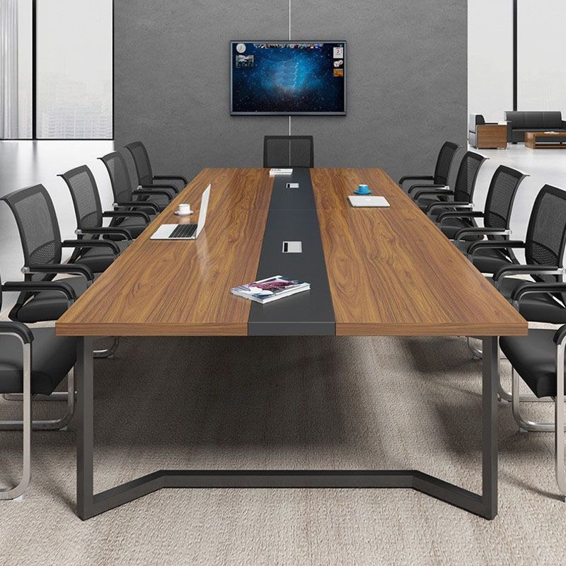 Modern Manufactured Wood Office Desk Rectangular Desk with Cable Management Clearhalo 'furn' 'furn_office_desk' 'Furniture' 'Office Desks' 'Office Furniture' 'office_desk' 1200x1200_8464eb4a-8c8d-4226-b2f3-02deaa91796e