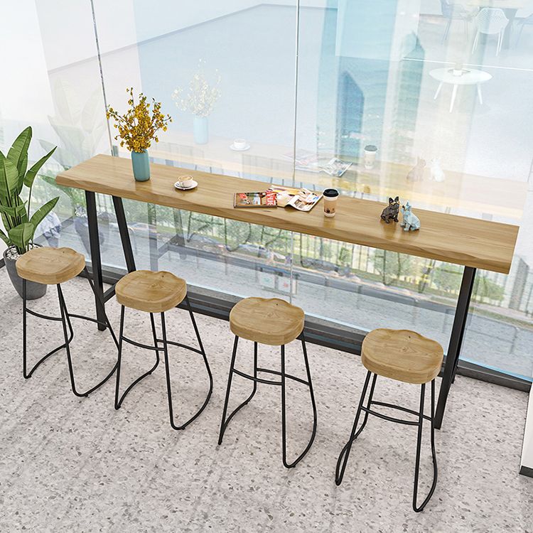 Solid Wood Indoor Counter Height Dining Table Specialty Trestle Patio Bar Table in Natural Clearhalo 'Bar Furniture' 'Bar Tables' 'bar_tables' 'furn' 'furn_bar_tables' 'Furniture' 'furniture_bar_tables' 'Kitchen & Dining Furniture' 'kitchen&dining_furn' 'kitchen' 1200x1200_8465079f-a950-4fff-9ceb-38a1131339eb