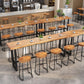Pine Wood Bar Table Industrial Rectangle Bar Table with Black Trestle Base Clearhalo 'Bar Furniture' 'Bar Tables' 'bar_tables' 'furn' 'furn_bar_tables' 'Furniture' 'furniture_bar_tables' 'Kitchen & Dining Furniture' 1200x1200_84657e54-f0fe-42ac-9d23-47184e5f9022