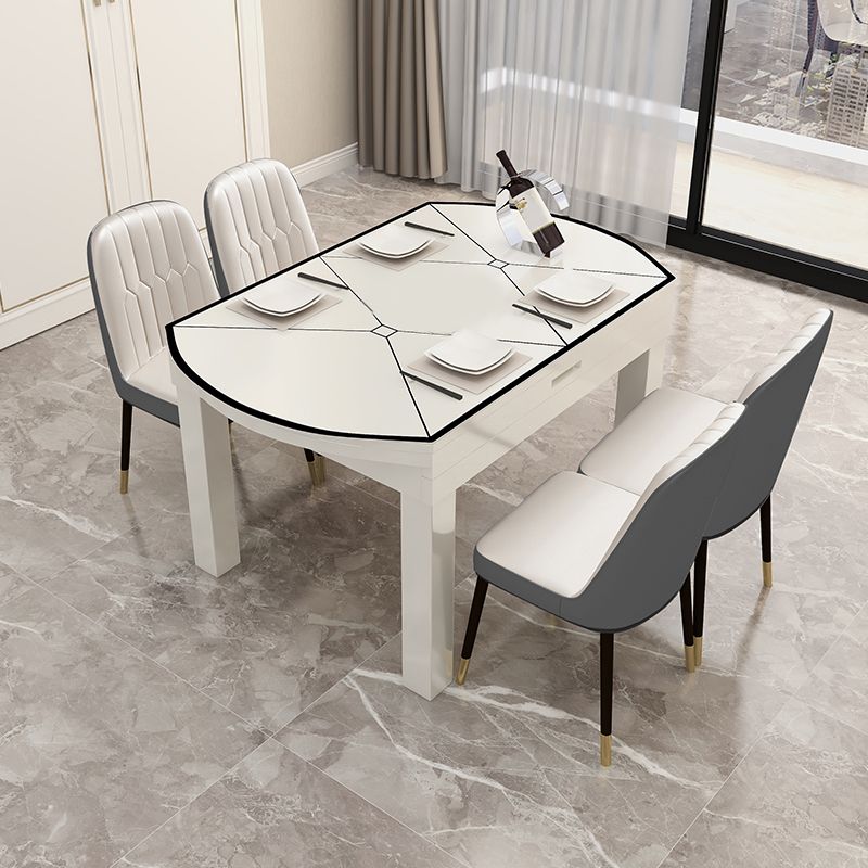 Table à manger extensible de bureau en verre moderne, base en chêne pour salle à manger
