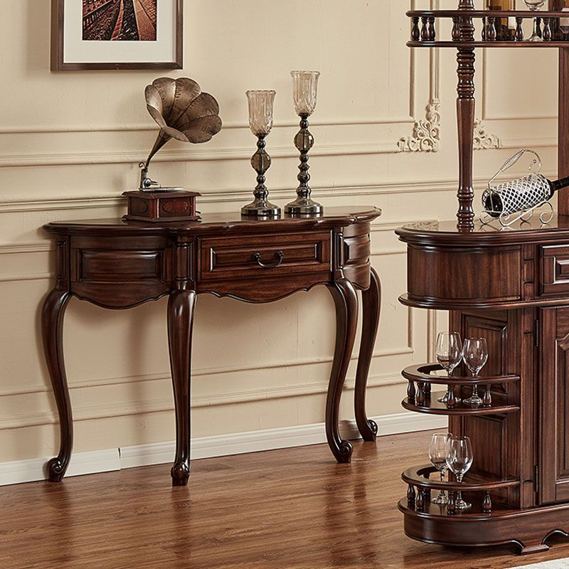 Free Form Shape Contemporary Console Table Brown Console Sofa Table for Hall