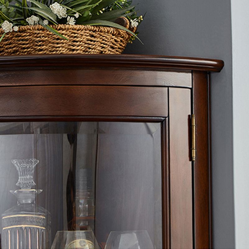 Midden-eeuwse moderne accentkast rubberhoutkast met glas in paniek