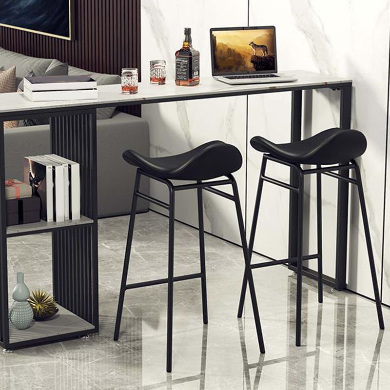 Faux Leather Bar Stools Glam Iron Backless Bar Stool with Footrest Clearhalo 'Bar Furniture' 'Bar Stools' 'bar_stools' 'furn' 'furn_bar_stools' 'Furniture' 'Kitchen & Dining Furniture' 1200x1200_846a5297-e301-4855-b70e-81c6902b3e6b
