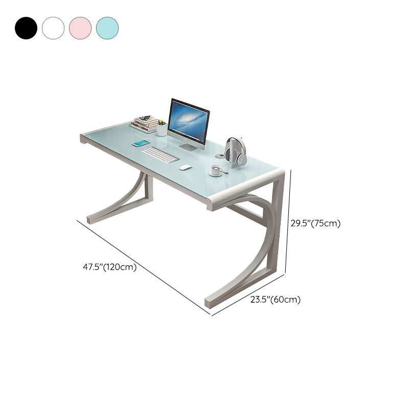 Modern Style Glass Computer Desk Rectangular Shape Task Table with 2-Legs for Home Clearhalo 'furn' 'furn_office_desk' 'Furniture' 'Office Desks' 'Office Furniture' 'office_desk' 1200x1200_846ac893-8273-428c-ac33-053bbe0e7396