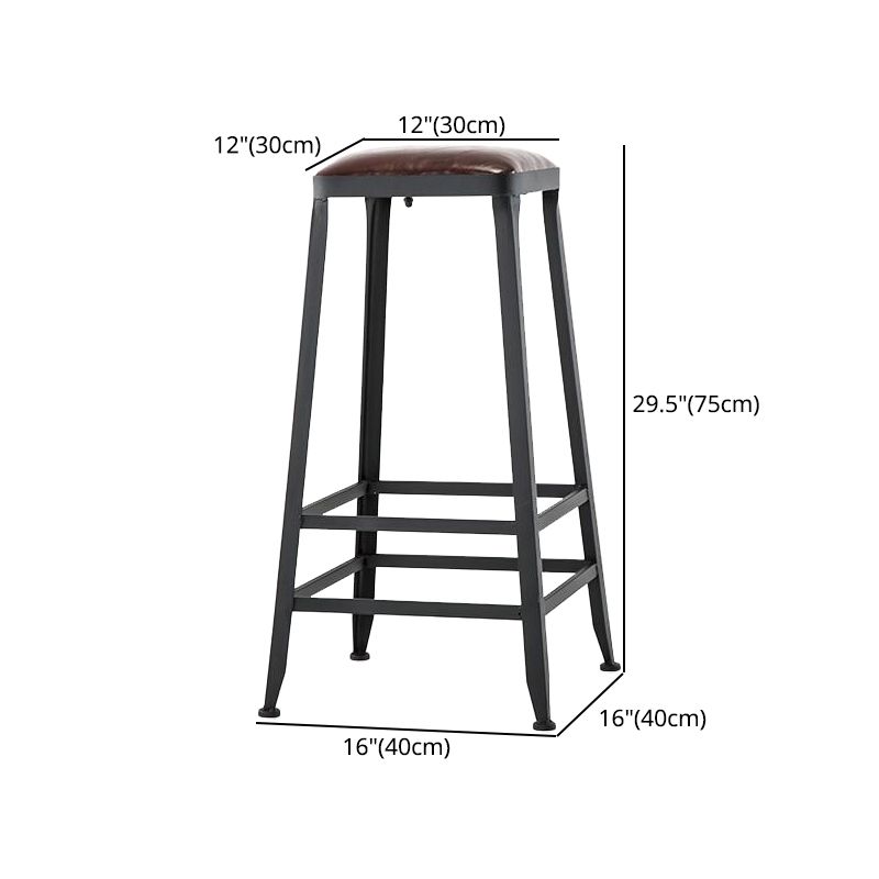 Industrial Armless Counter Stool Iron Cafe Bar Stool with Leather Cushion and Pedal Clearhalo 'Bar Furniture' 'Bar Stools' 'bar_stools' 'furn' 'furn_bar_stools' 'Furniture' 'furniture_bar_stools' 'Kitchen & Dining Furniture' 1200x1200_8470a509-3fd8-4390-b291-4dafce16ea1f