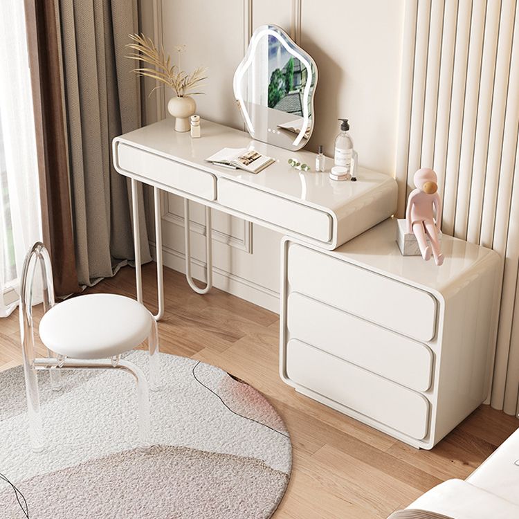 Trucco bianco da 15,74 "tavolo da banco di vanità per trucco vanità largo con 5/8 cassetti